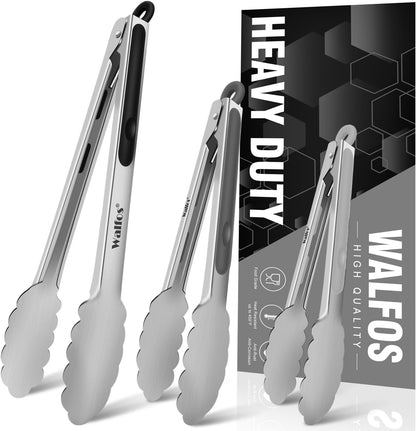 Silicone Tongs for Cooking - Heat Resistant kitchen tongs for Salad,Cooking, Grilling,Stainless Steel and BPA Free Silicone Tips set of 3 (7" 9" and 12 inch)