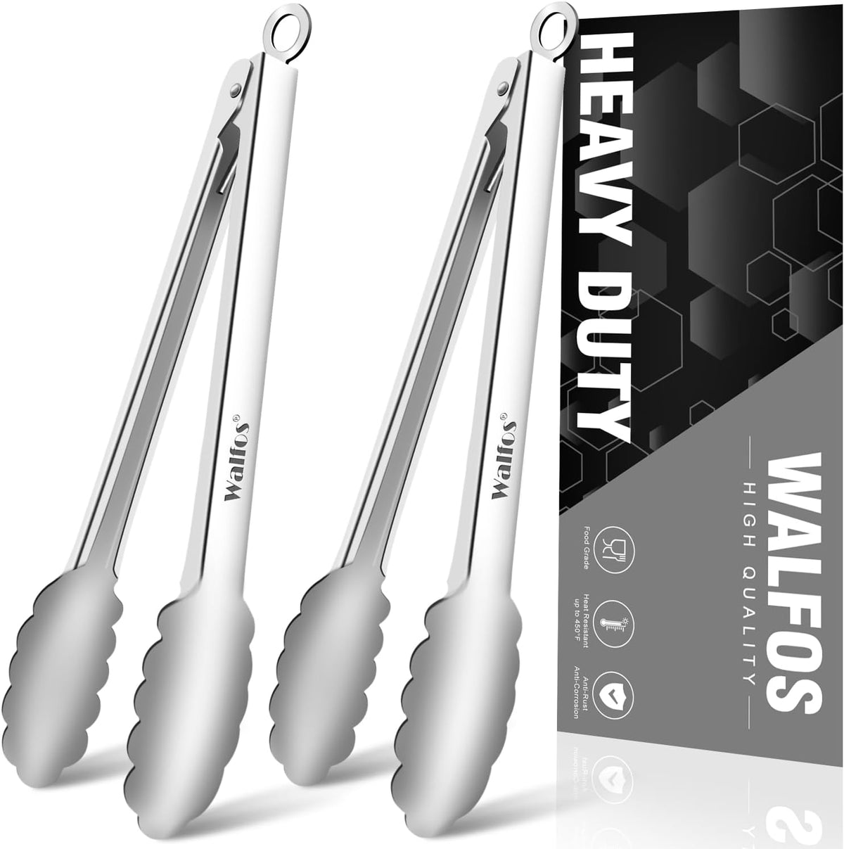 Silicone Tongs for Cooking - Heat Resistant kitchen tongs for Salad,Cooking, Grilling,Stainless Steel and BPA Free Silicone Tips set of 3 (7" 9" and 12 inch)