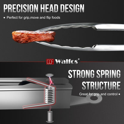 Silicone Tongs for Cooking - Heat Resistant kitchen tongs for Salad,Cooking, Grilling,Stainless Steel and BPA Free Silicone Tips set of 3 (7" 9" and 12 inch)