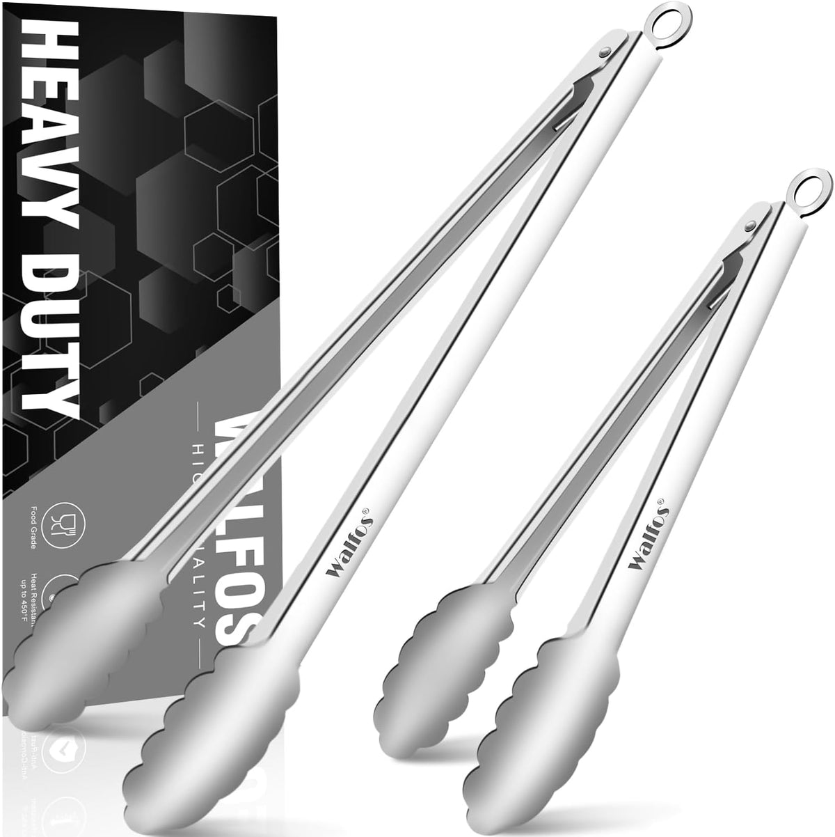 Silicone Tongs for Cooking - Heat Resistant kitchen tongs for Salad,Cooking, Grilling,Stainless Steel and BPA Free Silicone Tips set of 3 (7" 9" and 12 inch)
