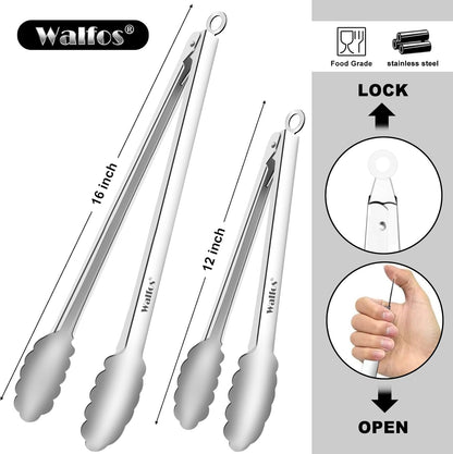 Silicone Tongs for Cooking - Heat Resistant kitchen tongs for Salad,Cooking, Grilling,Stainless Steel and BPA Free Silicone Tips set of 3 (7" 9" and 12 inch)