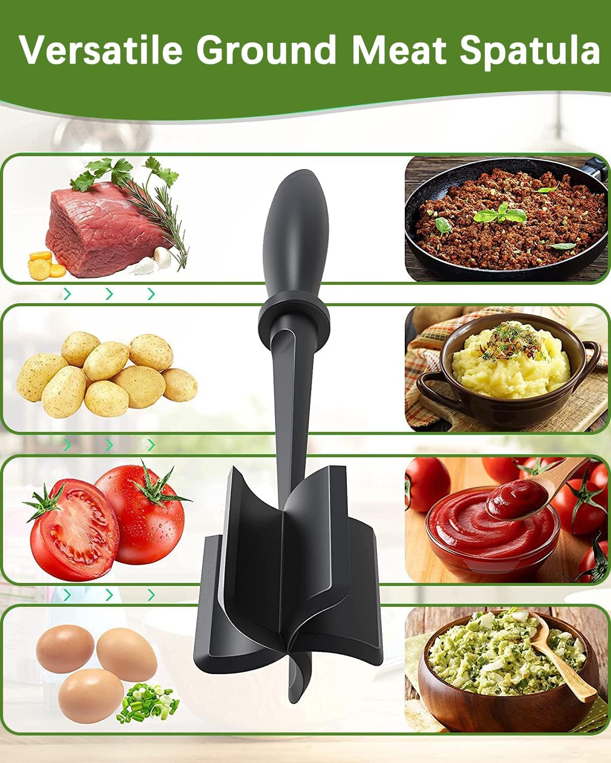 Upgrade Meat Chopper Hamburger Masher Ground Beef Smasher Utensil Mix Tool