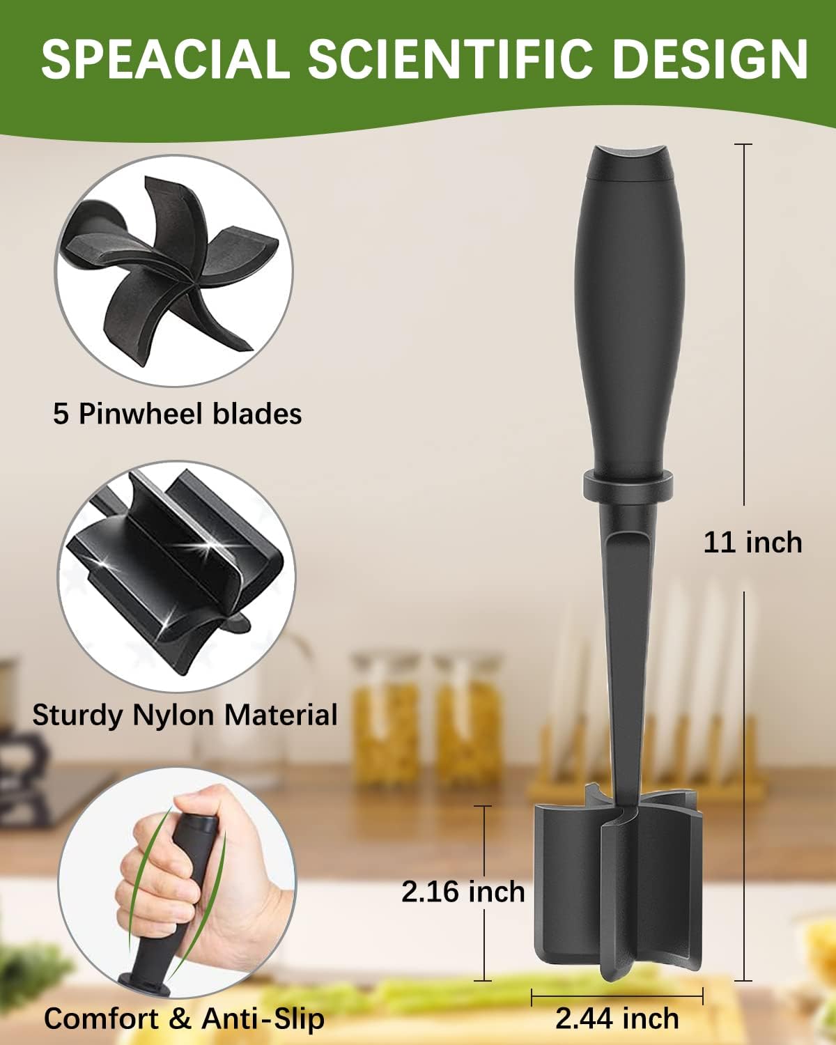 Upgrade Meat Chopper Hamburger Masher Ground Beef Smasher Utensil Mix Tool