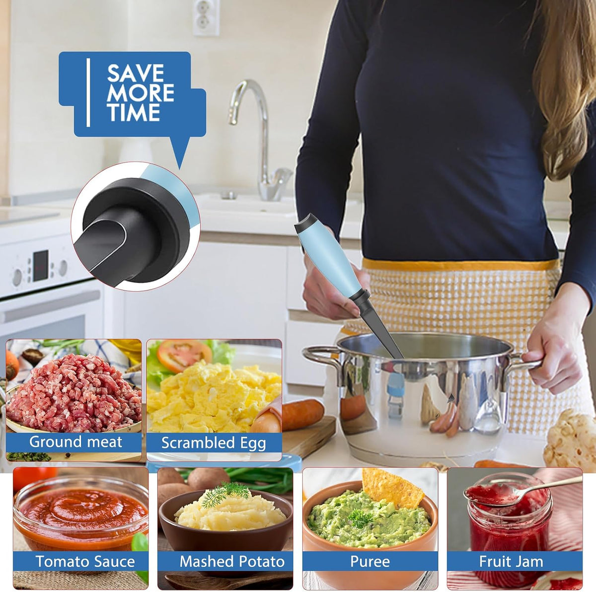 Upgrade Meat Chopper Hamburger Masher Ground Beef Smasher Utensil Mix Tool