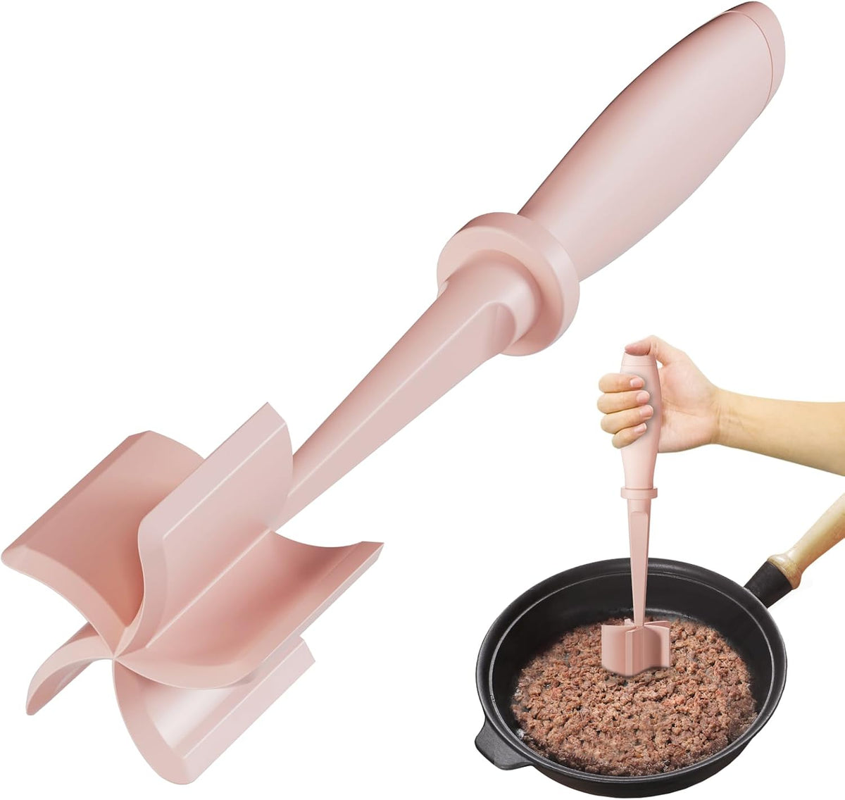 Upgrade Meat Chopper Hamburger Masher Ground Beef Smasher Utensil Mix Tool