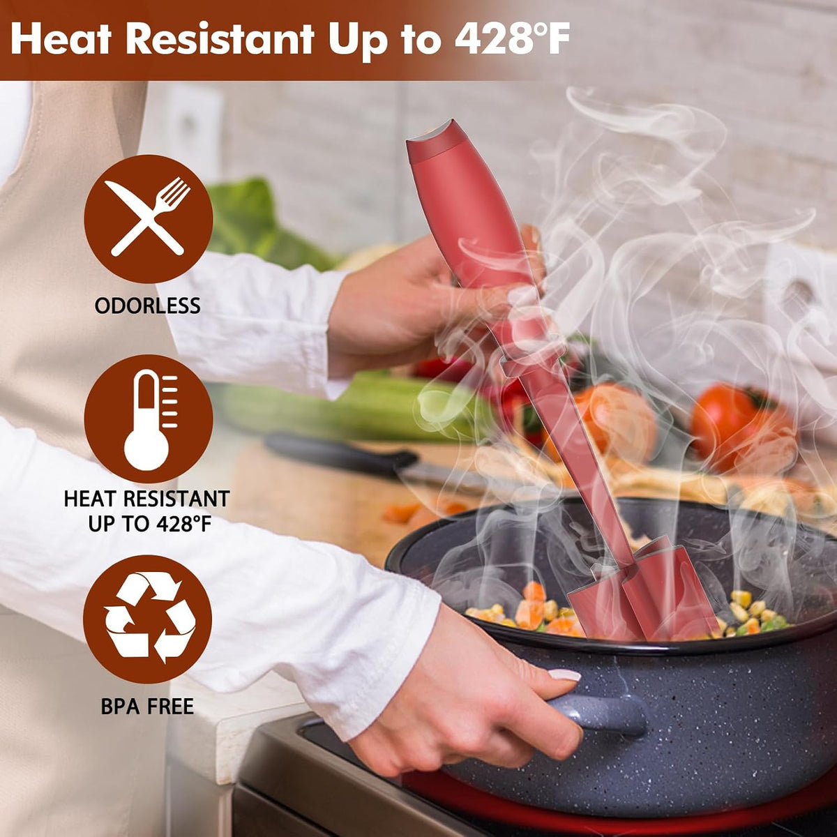 Upgrade Meat Chopper Hamburger Masher Ground Beef Smasher Utensil Mix Tool