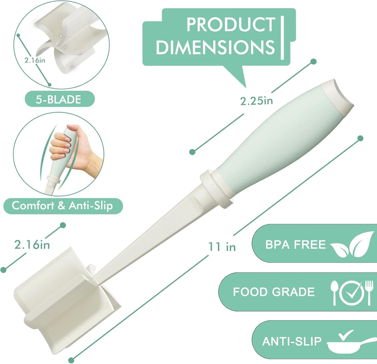 Upgrade Meat Chopper Hamburger Masher Ground Beef Smasher Utensil Mix Tool