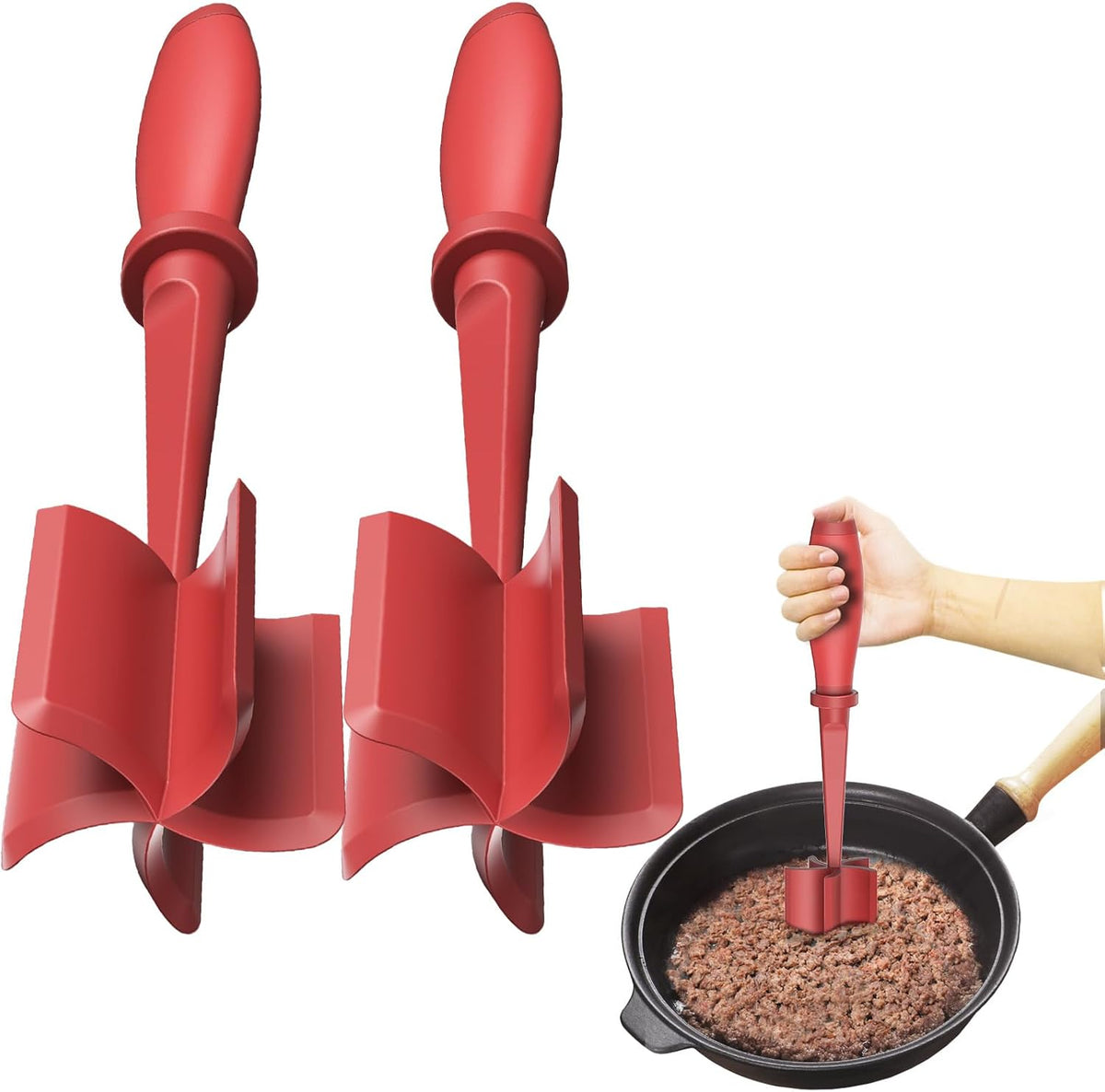 Upgrade Meat Chopper Hamburger Masher Ground Beef Smasher Utensil Mix Tool