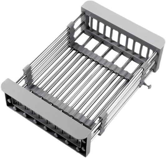 Dish Drying Rack, Kitchen Sink Colander, Expandable Colander, Stainless Steel Sink Strainer with Adjustable Boom, Suitable for Vegetables and Fruits