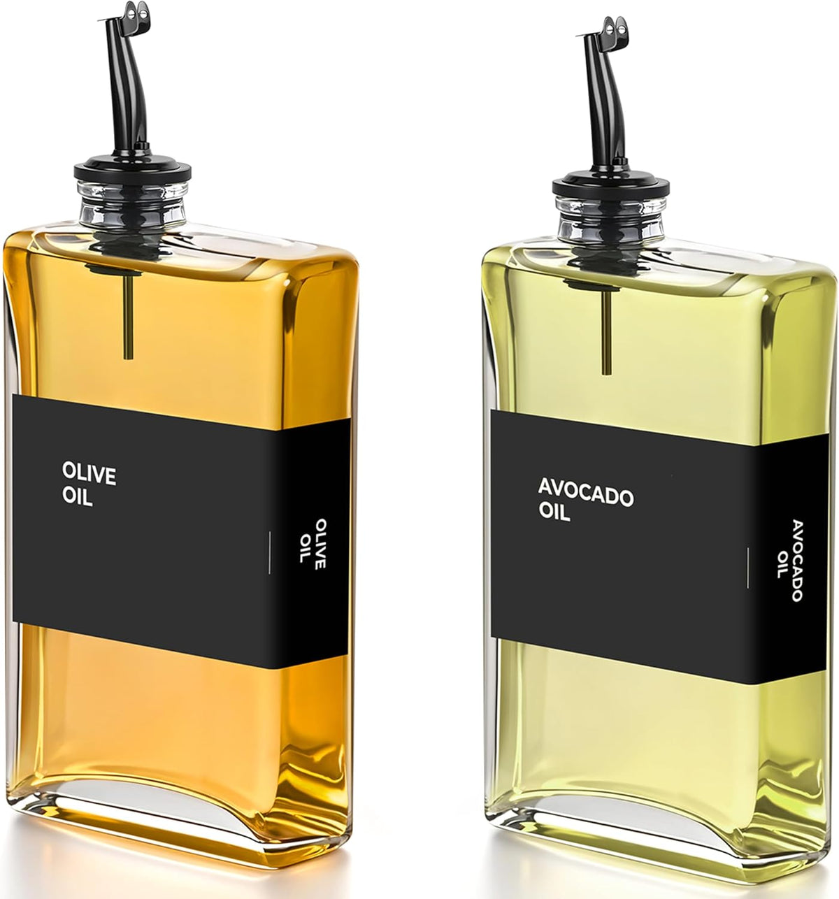 Glass Oil Dispenser for Kitchen, Olive Oil Dispenser Bottle, Set of 2, Gold
