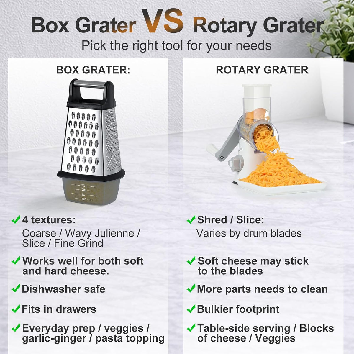 Cheese Grater with Handle, Stainless Steel Box Grater, 4 Side Kitchen Vegetable Shredder Slicer Zester with Container for Parmesan, Cabbage, Ginger, Lemon, Chocolate, Coconut (Red and Black)