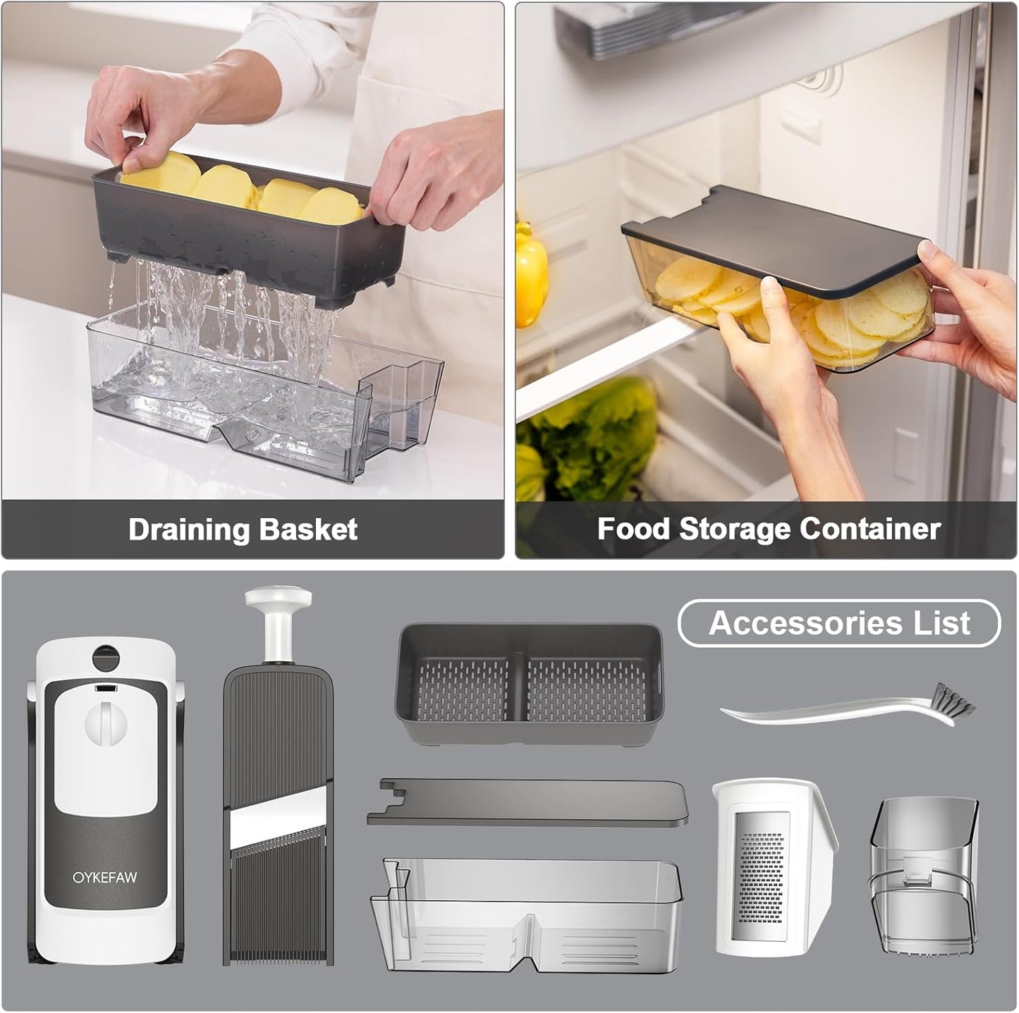 Safe Mandoline Slicer for Kitchen, Potato Slicer for Chips,Vegetable Cutter | Potato Slicer for Chips, 6 in 1 Vegetable slicer with Thickness Adjuster, Faster Kitchen Slicer for Meal Prep (Only Slice)