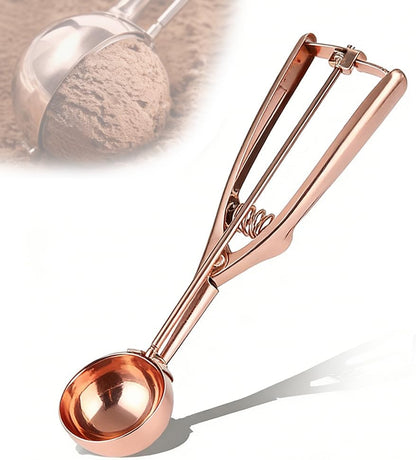 Gold Ice Cream Scoop 304 Stainless Steel Cookie Scoops for Baking Melon Baller with Trigger 3 Sizes (Silver, S)