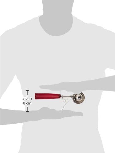 No.24 Ice Cream Disher with Plastic Handle, Size 24, 1 3/4 oz capacity, Red, Stainess Steel