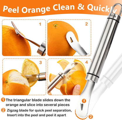 Stainless Steel Orange Peeler – Triangular & Serrated Blade Citrus Peeler