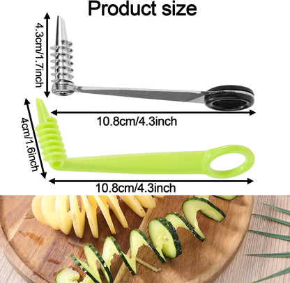2pcs Spiral Cutter Knives, Stainless Steel Plastic Vegetable Spiralizer Slicer Cutter Manual Spiral Screw Slicer Practical Kitchen Accessories for Potatoes Cucumbers Carrots Fruits