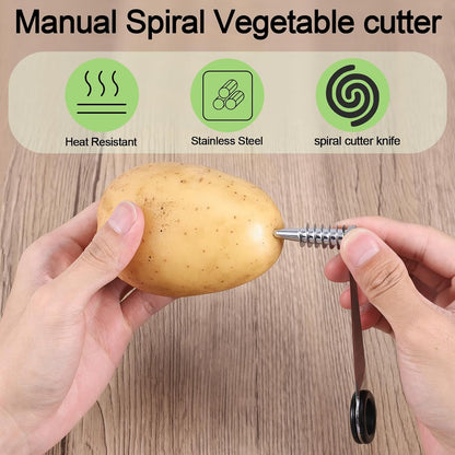 2pcs Spiral Cutter Knives, Stainless Steel Plastic Vegetable Spiralizer Slicer Cutter Manual Spiral Screw Slicer Practical Kitchen Accessories for Potatoes Cucumbers Carrots Fruits