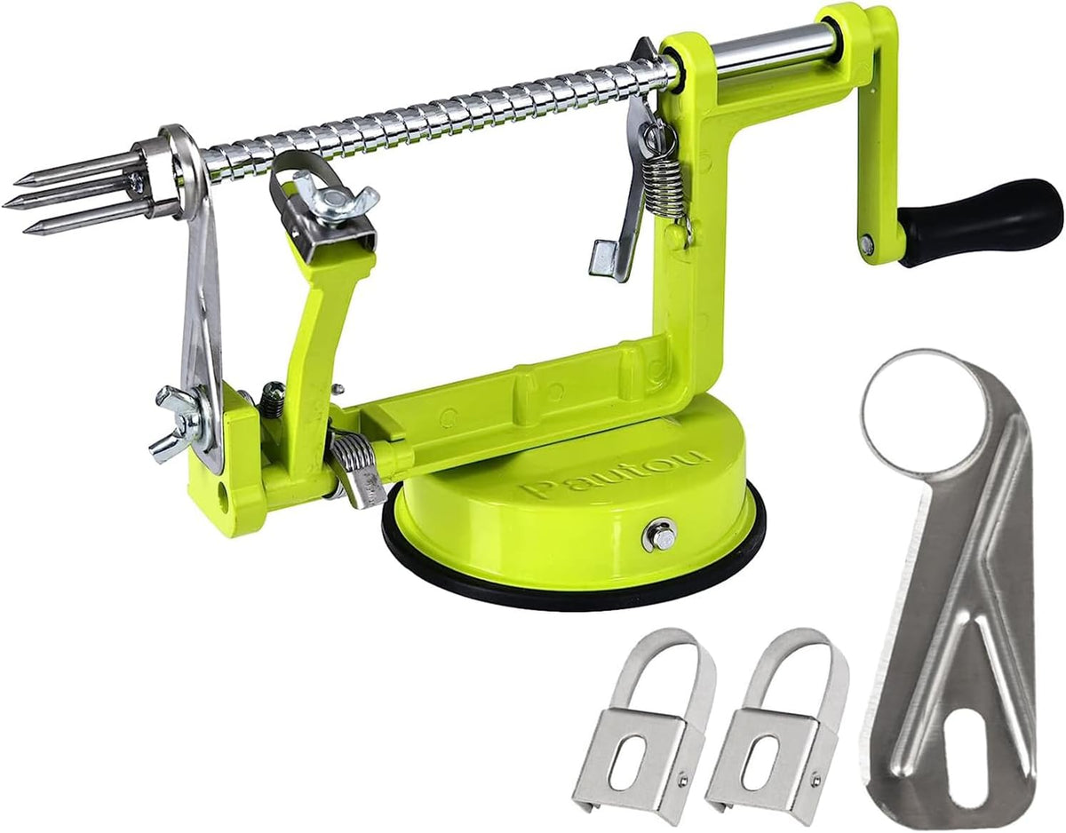 Apple Peeler, Slicer Corer Potato Peelers 3 In 1, Stainless Steel Heavy Duty with Suction Cup Base And 3 Extra Blades (Red)