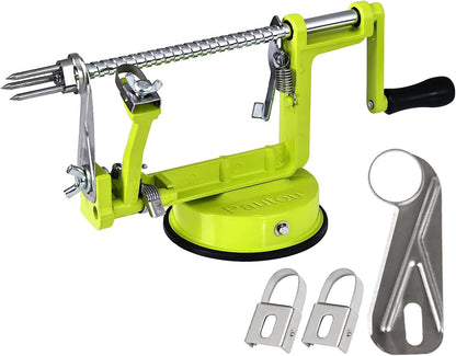 Apple Peeler, Slicer Corer Potato Peelers 3 In 1, Stainless Steel Heavy Duty with Suction Cup Base And 3 Extra Blades (Red)