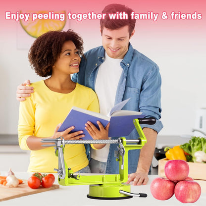 Apple Peeler, Slicer Corer Potato Peelers 3 In 1, Stainless Steel Heavy Duty with Suction Cup Base And 3 Extra Blades (Red)
