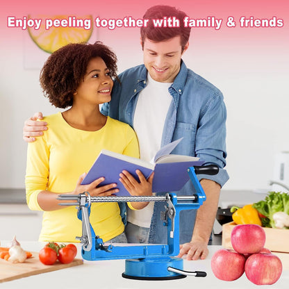 Apple Peeler, Slicer Corer Potato Peelers 3 In 1, Stainless Steel Heavy Duty with Suction Cup Base And 3 Extra Blades (Red)