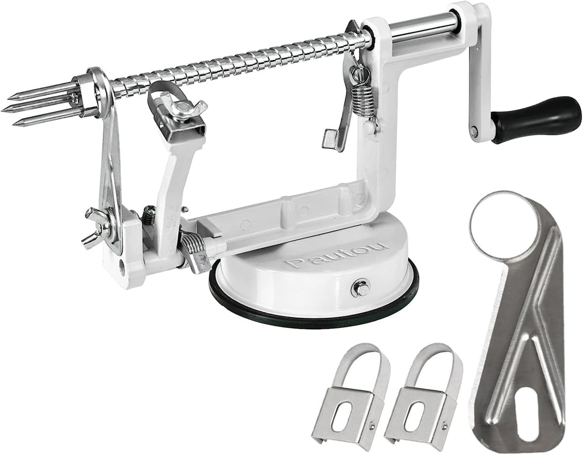 Apple Peeler, Slicer Corer Potato Peelers 3 In 1, Stainless Steel Heavy Duty with Suction Cup Base And 3 Extra Blades (Red)