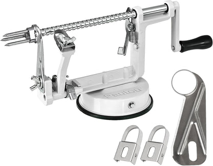Apple Peeler, Slicer Corer Potato Peelers 3 In 1, Stainless Steel Heavy Duty with Suction Cup Base And 3 Extra Blades (Red)