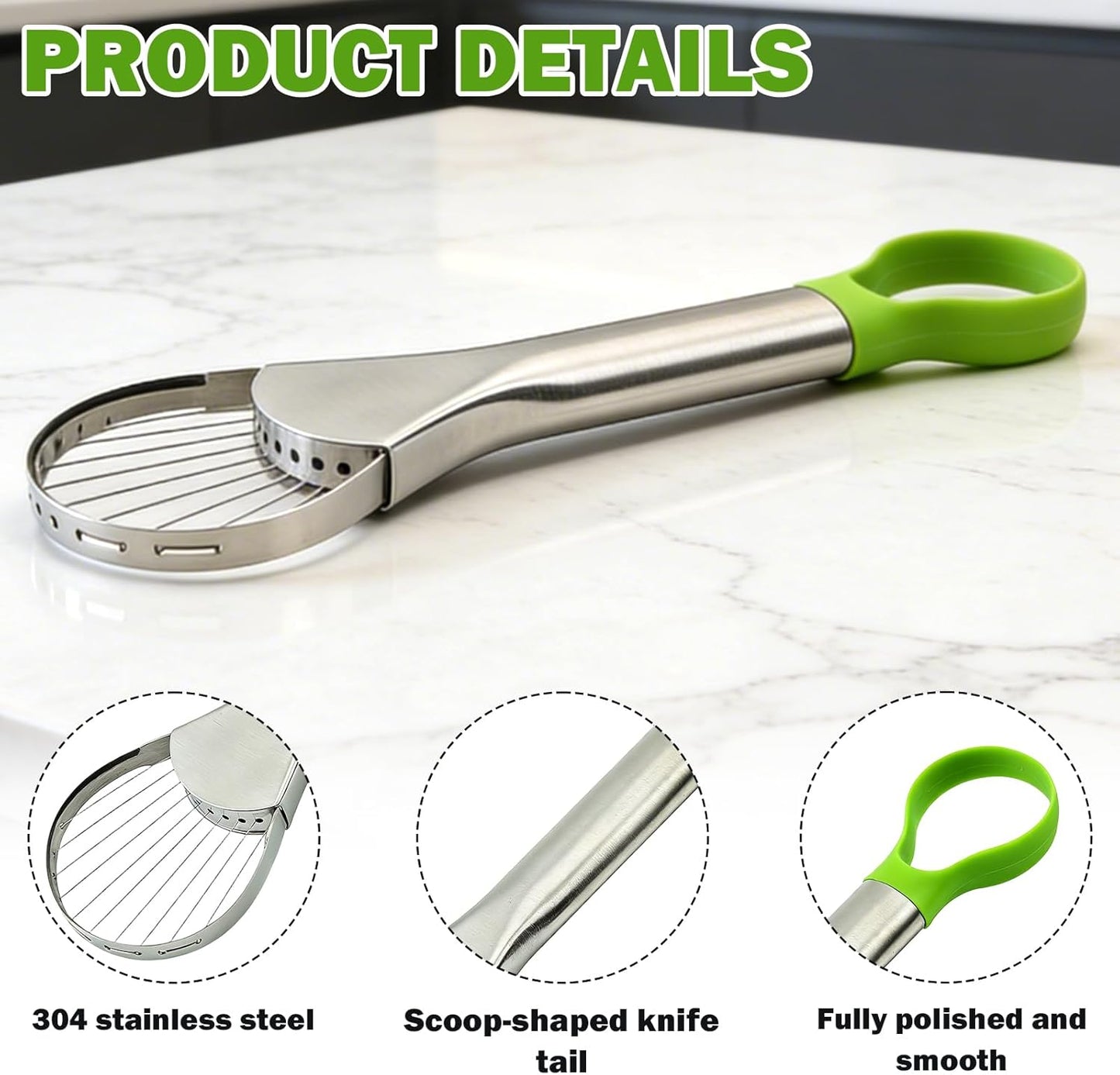 2-in-1 Avocado Slicer Pitter Cutter and Stainless Tool | Slice, pit, and dice avocados effortlessly with this 2-in-1 stainless steel avocado slicer pitter and cutting tool.