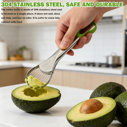2-in-1 Avocado Slicer Pitter Cutter and Stainless Tool | Slice, pit, and dice avocados effortlessly with this 2-in-1 stainless steel avocado slicer pitter and cutting tool.