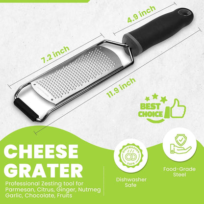 Stainless Steel Ultra Fine Cheese Grater Great for Hard Cheeses, Chocolate, Nutmeg, and Lemon Zest