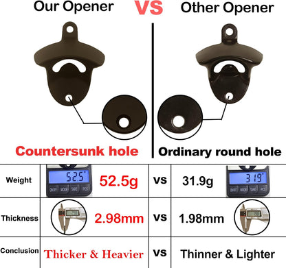 Stainless Wall Mount Beer Bottle Opener Screw in Bottle Cap Opener Black