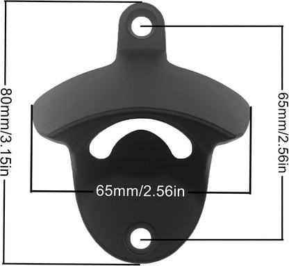 Stainless Wall Mount Beer Bottle Opener Screw in Bottle Cap Opener Black
