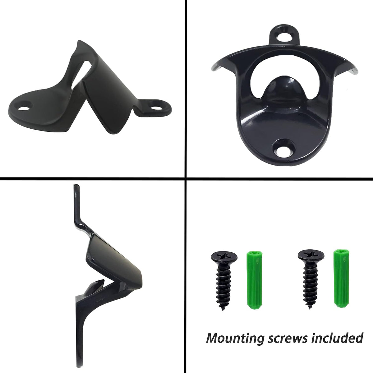 Stainless Wall Mount Beer Bottle Opener Screw in Bottle Cap Opener Black