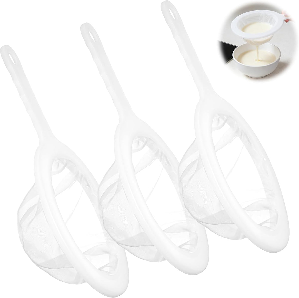 Fine Mesh Strainer with Handle, 3 Pcs Mini Kitchen Colander Sieve