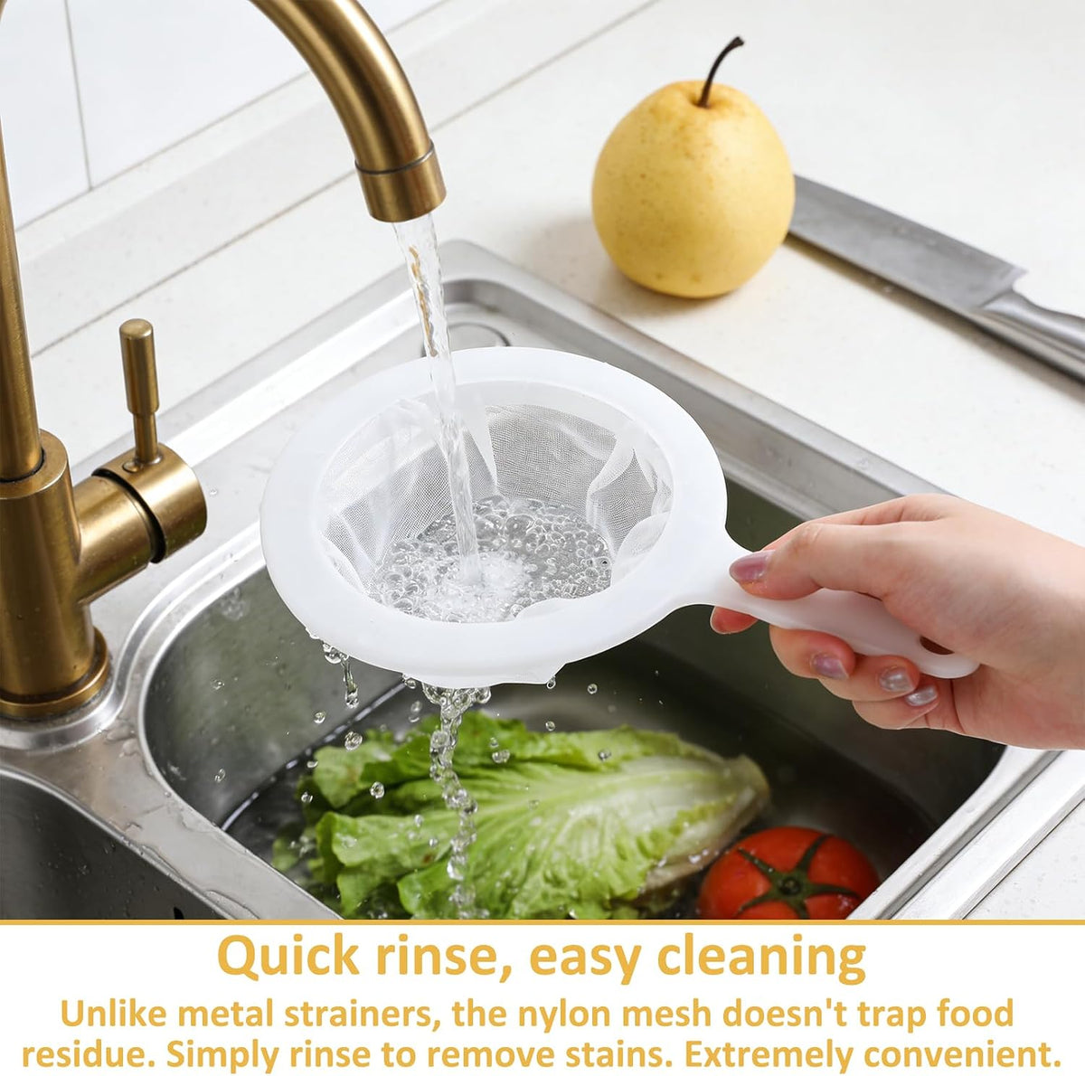 Fine Mesh Strainer with Handle, 3 Pcs Mini Kitchen Colander Sieve