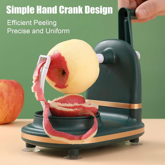Apple Peeler, Pear Peeler with Stainless Steel Blades Apple Corer Slicer Peeler for Apple Pear Citrus Manual Rotating Kitchen Gadget with 2 Replacement Heads(Dark Green)