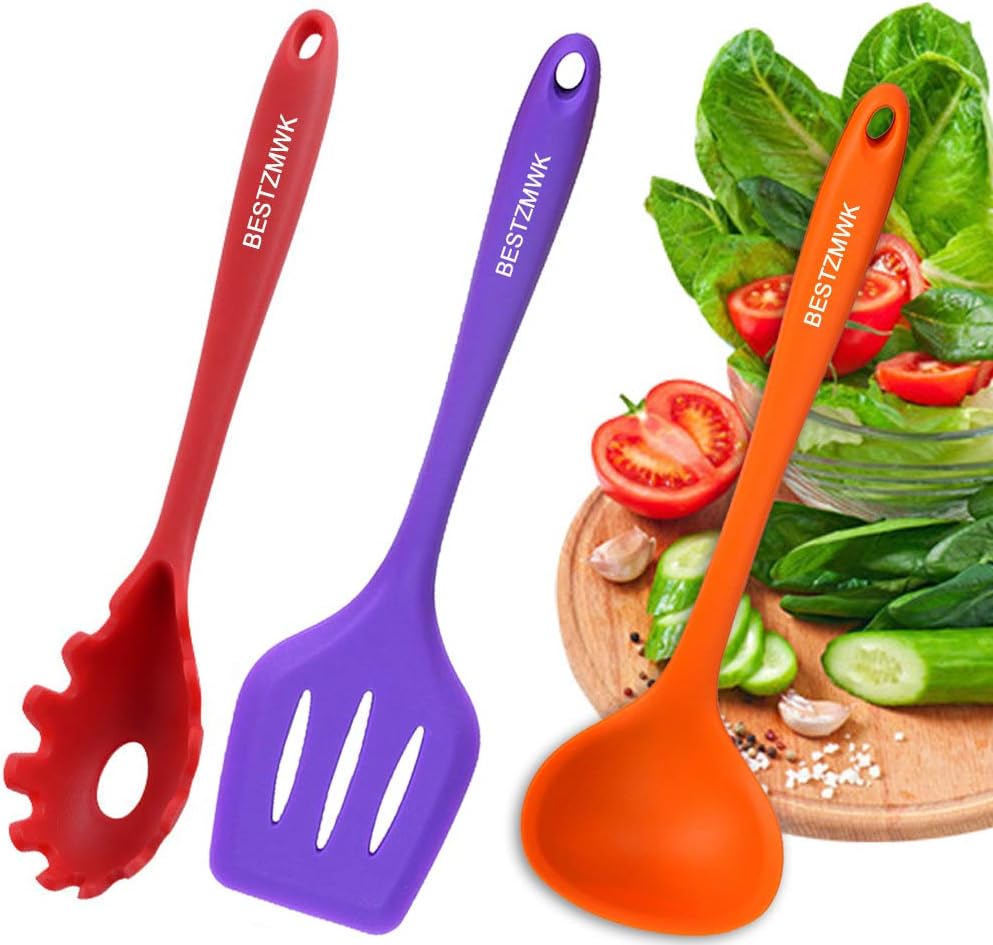 Kitchen Utensil Set - 11 Cooking Utensils - Colorful Silicone Kitchen Utensils - Nonstick Cookware with Spatula Set - Colored Best Kitchen Tools Kitchen Gadgets (Khaki)