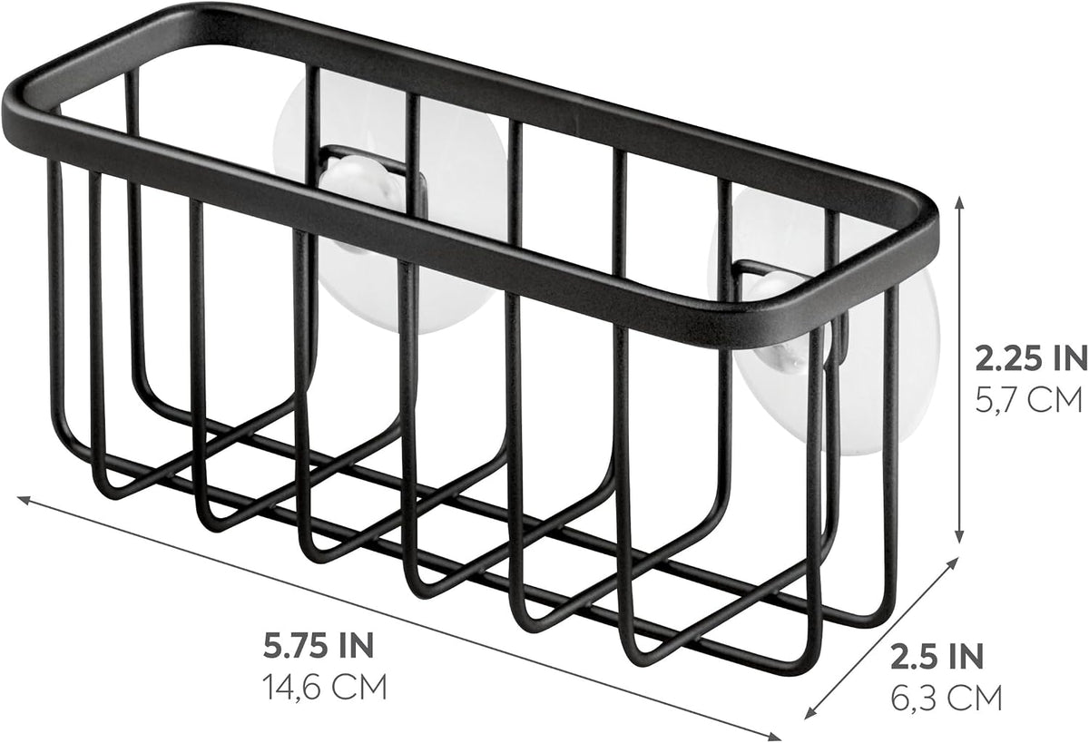 Gia Stainless Steel Dish Sponge Holder Basket with Suction Cups, Ideal for Kitchen Sinks and Bathroom Organization, 2.25"D x 2.5"W x 5.75"H, Set of 1, Polished