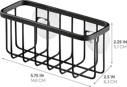 Gia Stainless Steel Dish Sponge Holder Basket with Suction Cups, Ideal for Kitchen Sinks and Bathroom Organization, 2.25"D x 2.5"W x 5.75"H, Set of 1, Polished