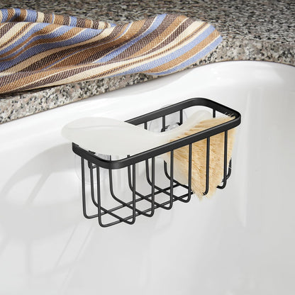 Gia Stainless Steel Dish Sponge Holder Basket with Suction Cups, Ideal for Kitchen Sinks and Bathroom Organization, 2.25"D x 2.5"W x 5.75"H, Set of 1, Polished