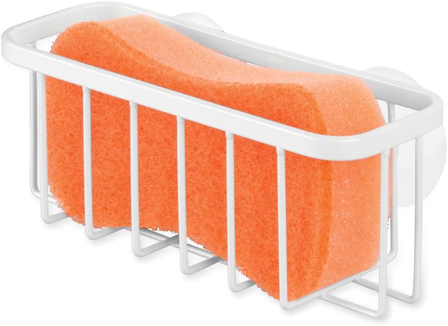 Gia Stainless Steel Dish Sponge Holder Basket with Suction Cups, Ideal for Kitchen Sinks and Bathroom Organization, 2.25"D x 2.5"W x 5.75"H, Set of 1, Polished