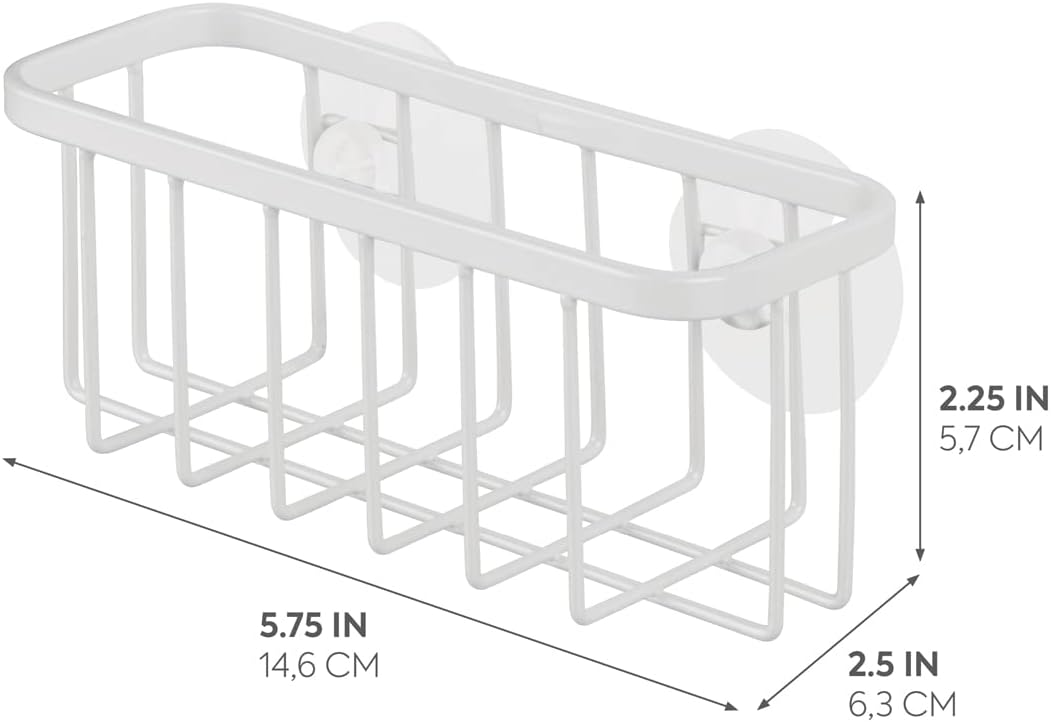 Gia Stainless Steel Dish Sponge Holder Basket with Suction Cups, Ideal for Kitchen Sinks and Bathroom Organization, 2.25"D x 2.5"W x 5.75"H, Set of 1, Polished