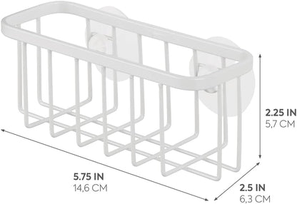 Gia Stainless Steel Dish Sponge Holder Basket with Suction Cups, Ideal for Kitchen Sinks and Bathroom Organization, 2.25"D x 2.5"W x 5.75"H, Set of 1, Polished
