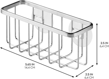 Gia Stainless Steel Dish Sponge Holder Basket with Suction Cups, Ideal for Kitchen Sinks and Bathroom Organization, 2.25"D x 2.5"W x 5.75"H, Set of 1, Polished