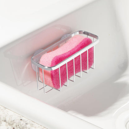 Gia Stainless Steel Dish Sponge Holder Basket with Suction Cups, Ideal for Kitchen Sinks and Bathroom Organization, 2.25"D x 2.5"W x 5.75"H, Set of 1, Polished