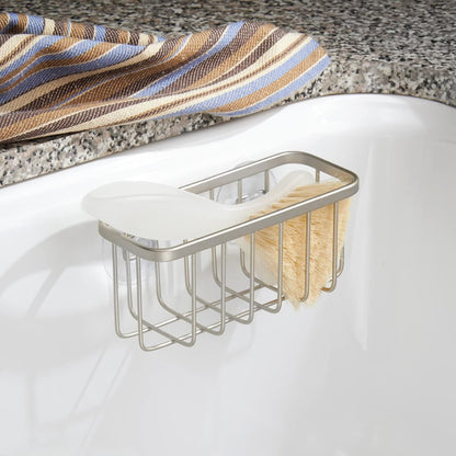 Gia Stainless Steel Dish Sponge Holder Basket with Suction Cups, Ideal for Kitchen Sinks and Bathroom Organization, 2.25"D x 2.5"W x 5.75"H, Set of 1, Polished