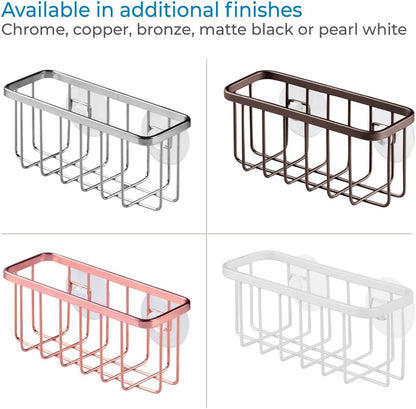 Gia Stainless Steel Dish Sponge Holder Basket with Suction Cups, Ideal for Kitchen Sinks and Bathroom Organization, 2.25"D x 2.5"W x 5.75"H, Set of 1, Polished
