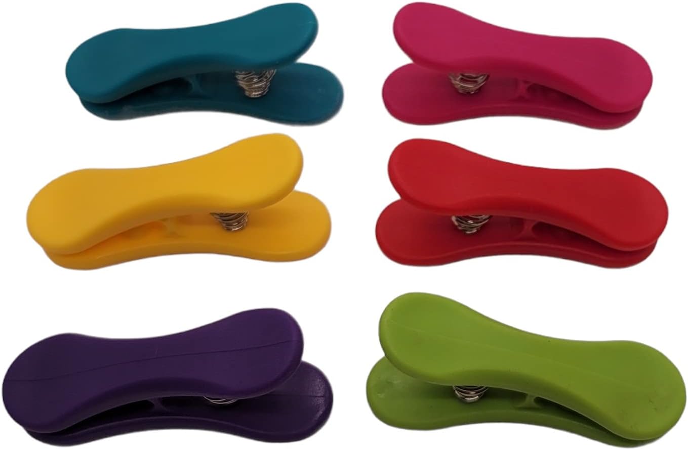 6-Piece Colorful Snack Bag Clips Set - Multi-Purpose for Chips, Craft Bags, and More