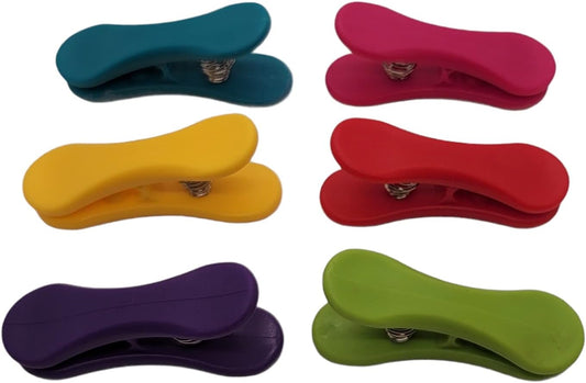 6-Piece Colorful Snack Bag Clips Set - Multi-Purpose for Chips, Craft Bags, and More