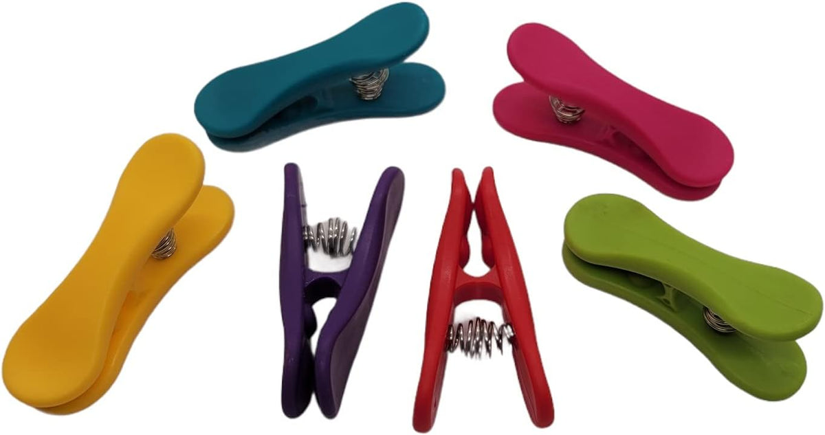 6-Piece Colorful Snack Bag Clips Set - Multi-Purpose for Chips, Craft Bags, and More